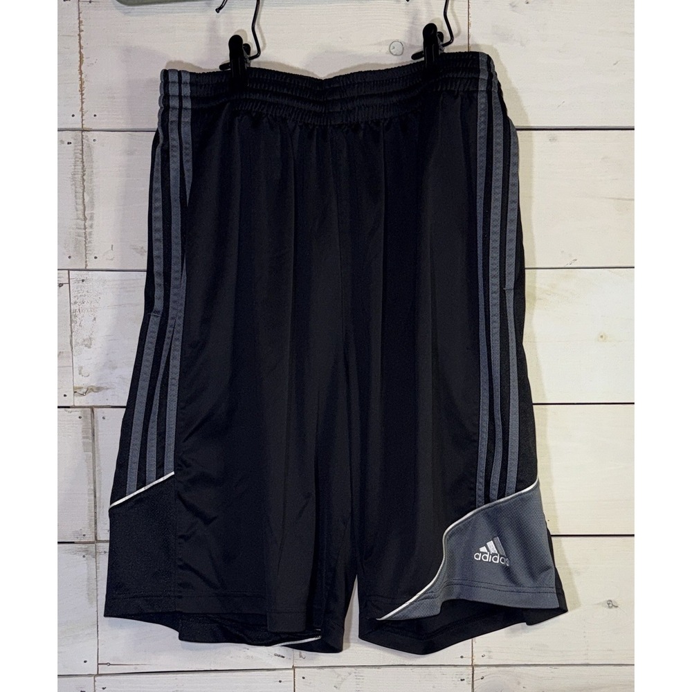 Adidas Mens Basketball Soccer Shorts Black Gray White Mens Large